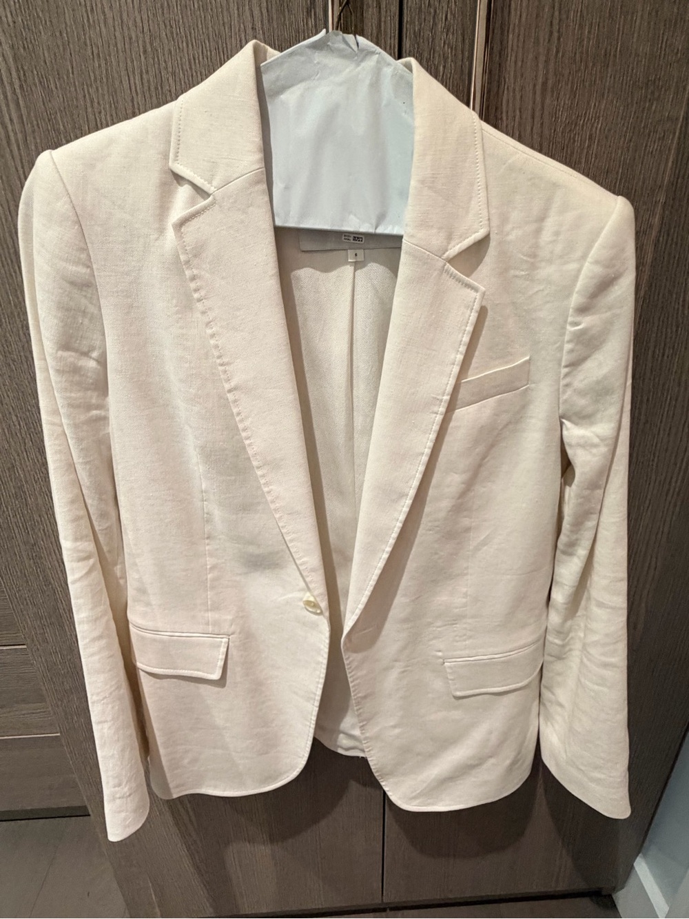 A.L.C. Cream Single-Button Notch Lapel Linen Blazer